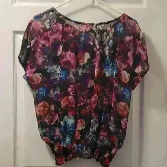 Sheer floral print Thesis top sz med - Picture 2 of 3